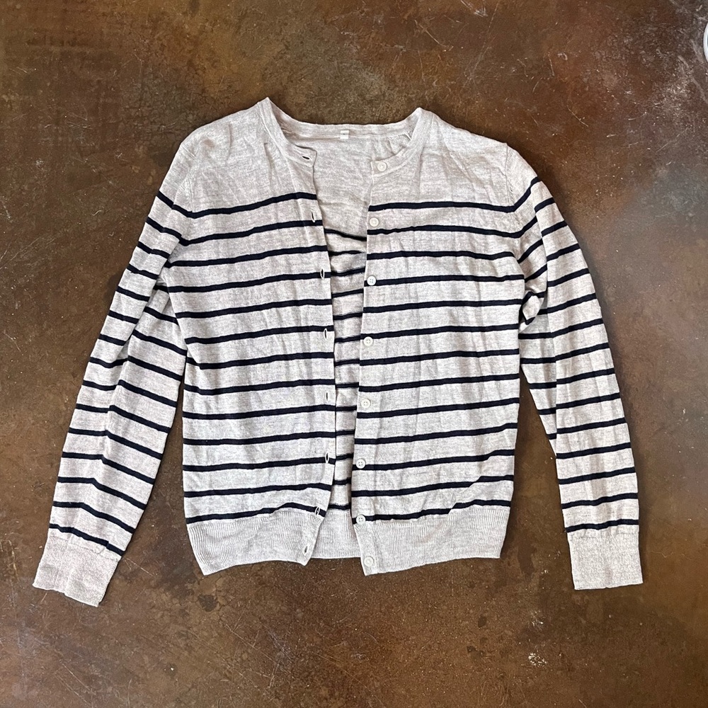 Linen Striped Cardigan NWOT